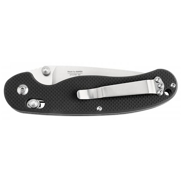 Ganzo Knife D727M Folding Knife, Black: Drop Point, Plain Edge Blade, Model D727M-BK