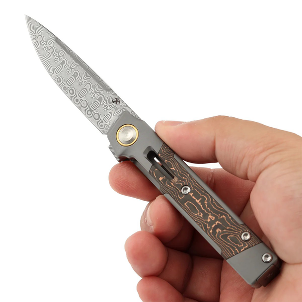 Kansept Kitpu Knife: 2.9", Damascus, Plain Edge Blade, Model K2123A5