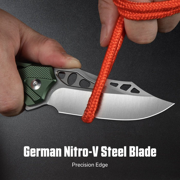 CIVIVI Biophase Knife: 3.48", Plain Edge, Satin Finished Blade, Green Aluminum Handle, Model C23083-1