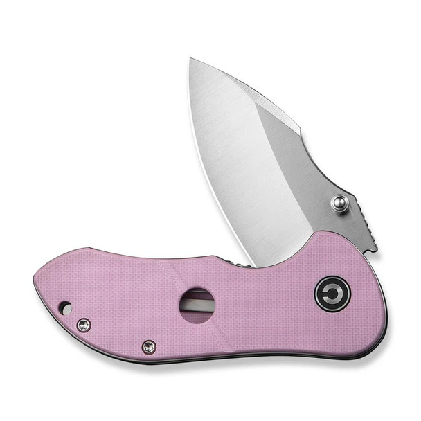 CIVIVI Gordo Knife: 2.51", Drop Point, Plain Edge, Satin Finished Blade, Powder Pink G10 Handle, Model C22018C-4