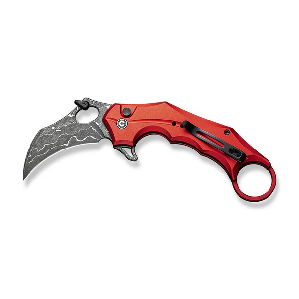 CIVIVI Incisor II Knife: 2.02", Karambit, Plain Edge Blade, Red Aluminum Handle, Model C16016B-DS1