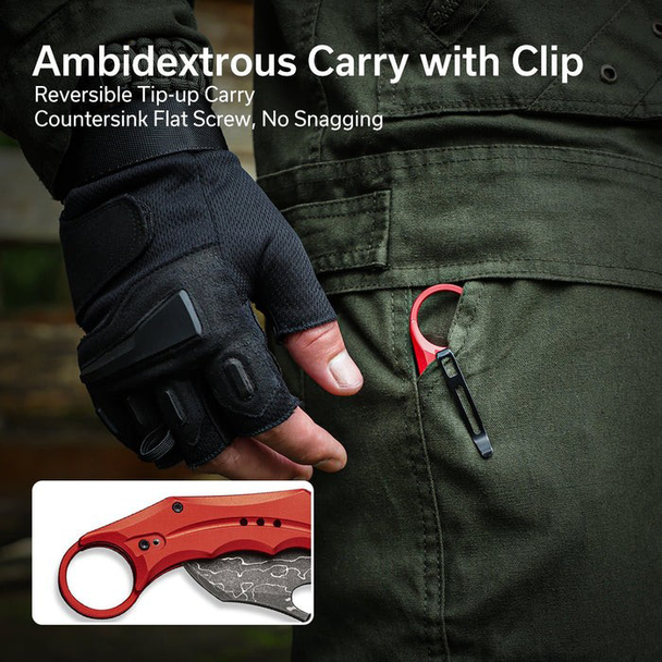 CIVIVI Incisor II Knife: 2.02", Karambit, Plain Edge Blade, Red Aluminum Handle, Model C16016B-DS1