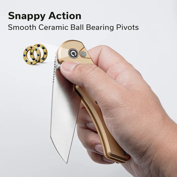 CIVIVI Pragma Prime Knife: 3.49", Wharncliffe, Satin Finished Blade, Champagne Aluminum Handle, Model C24067-3