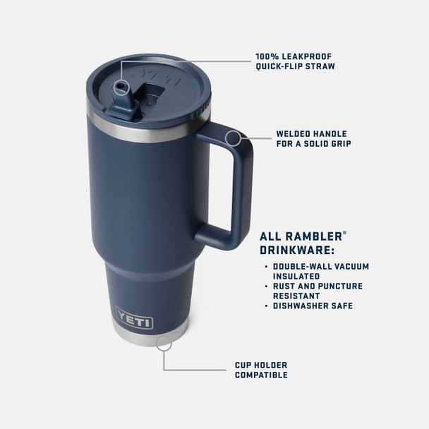 YETI Rambler Travel Straw Mug w/ Colour-Matched Straw Lid, 1.18 L / 40 oz: Black