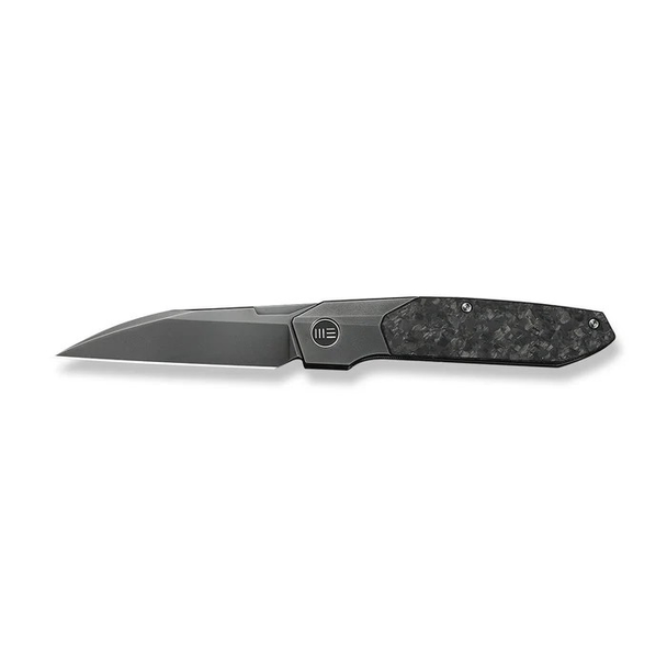 WE Knife Brr15 Knife: 3.25", Plain Edge, Polished Grey Blade, Titanium w/ Shredded Carbon Fiber Handle, Model WE24007-3