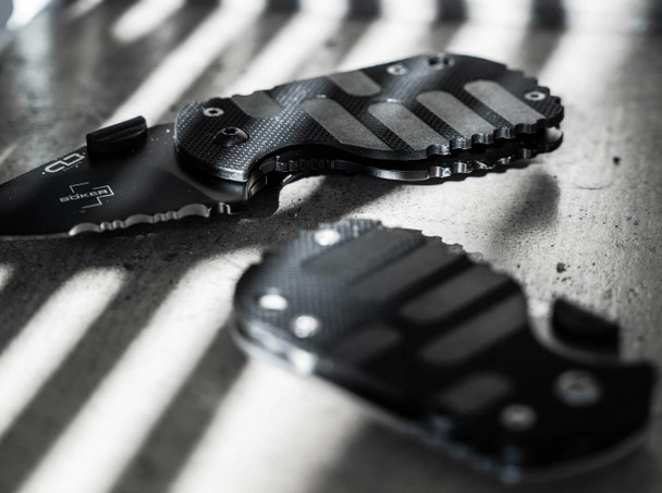 Boker Subcom 2.0 All Black Knife: 2.28", D2 Blade, Black Zytel Handle, Model 01BO526