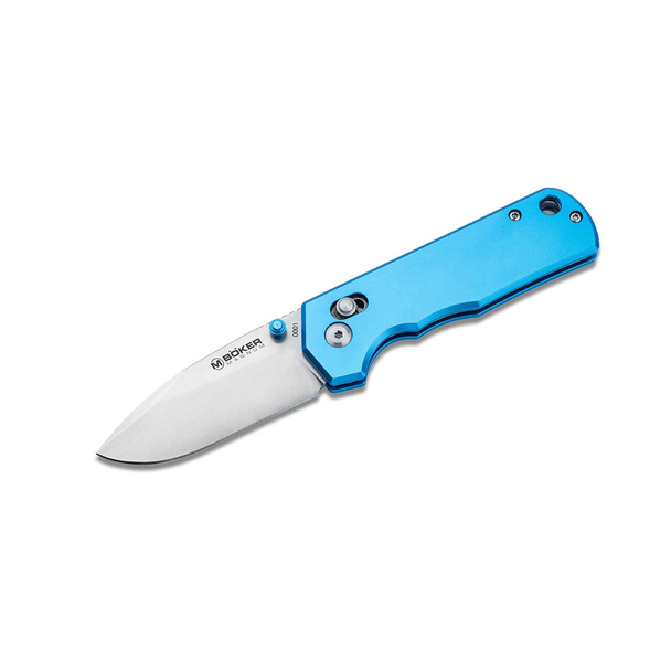Boker Rockstub Blue Elox Knife: 2.64", 440B, Plain Edge, Stonewash Blade, Blue Aluminum Handle, Model 01SC711