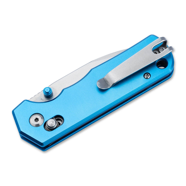 Boker Rockstub Blue Elox Knife: 2.64", 440B, Plain Edge, Stonewash Blade, Blue Aluminum Handle, Model 01SC711