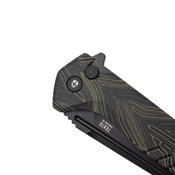 Tekto F3 Charlie Damascus G10 / Black Knife: Drop Point, Plain Edge Blade, Model F3R_G1MX_D2BK1_A1