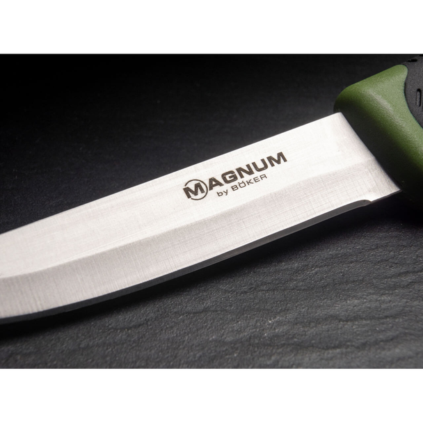 Boker Magnum Falun Green Knife: 3.94", 420 Stainless Steel Blade, Olive / Black Rubber Handle, Model 02RY103