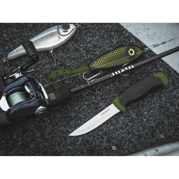 Boker Magnum Falun Green Knife: 3.94", 420 Stainless Steel Blade, Olive / Black Rubber Handle, Model 02RY103