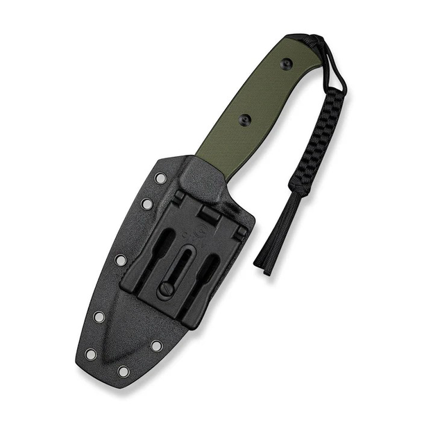 SENCUT Toxodon Knife: 4.57", Drop Point, Plain Edge, Black Blade, OD Green G10 Handle, Model S24036-2