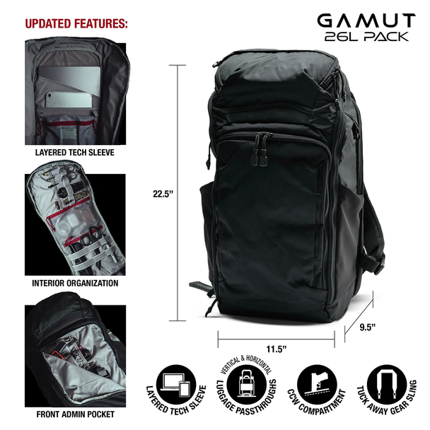 Vertx Gamut 26L Backpack: Slate Grey / Black