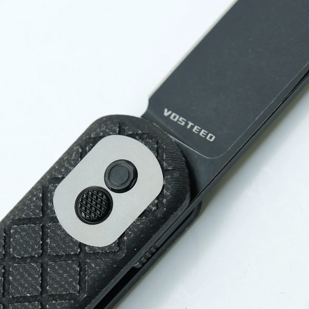 Vosteed Corgi 3" Black Stonewash Knife: 14C28N Drop-Point Blade, Black Micarta Scales, Model CG3S05