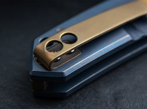 Boker Canoe Knife: 2.68", S35VN, Drop Point, Plain Edge Blade, Blue Titanium Handle, Model 01BO494