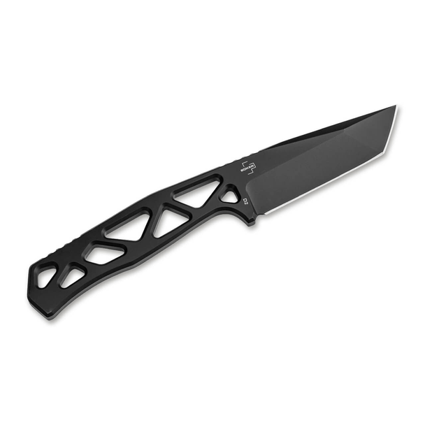 Heckler & Koch FX01: 2.96", D2, Tanto, Plain Edge, Black Blade, Skeletonized Handle, Model 02HK002