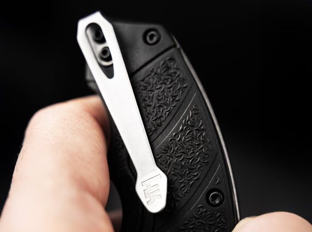 Heckler & Koch SFP Tactical Folder: 3.6", D2, Drop Point, Plain Edge, Uncoated Blade, Model  01HK500