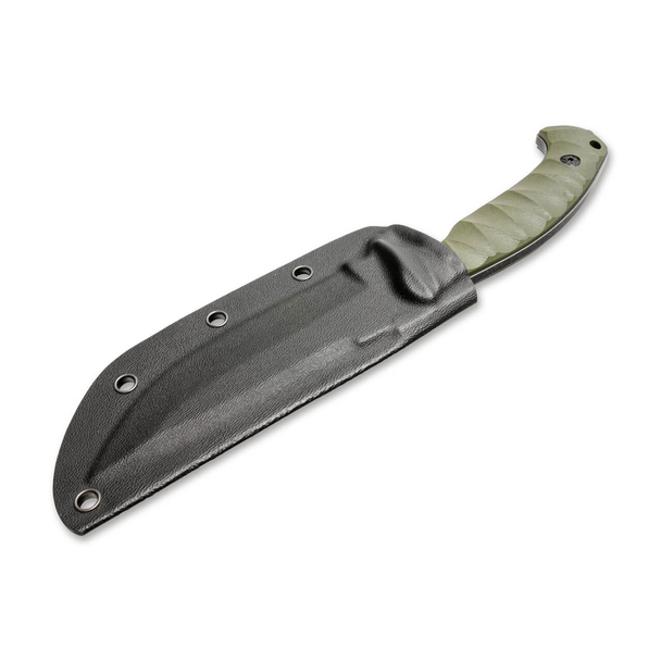 Boker Magnum Persian Fixed Knife: 4.72", 440A, Drop Point, Plain Edge, Grey Blade, Green G10 Handle, Model 02LG115