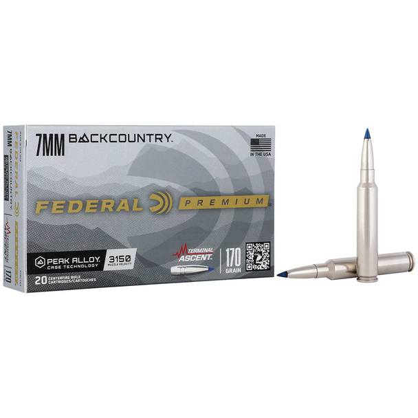 Federal Terminal Ascent Ammunition: 7mm Backcountry, 170 gr, Terminal Ascent, 3150 fps, Model P7BCTA3