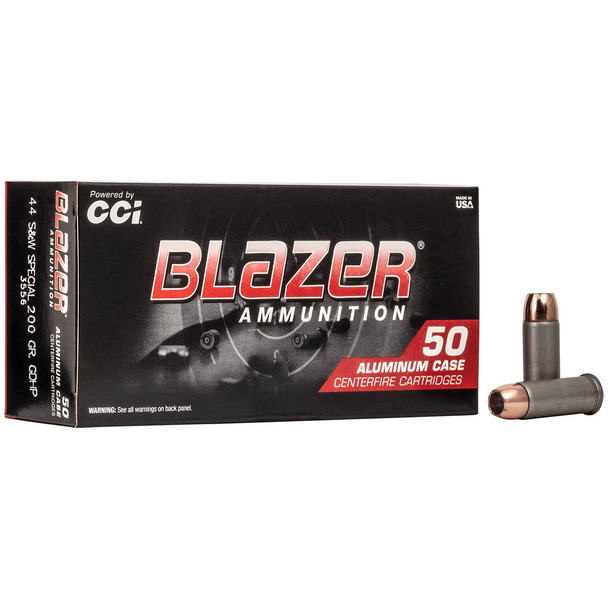 CCI Blazer Aluminum Ammunition: 44 S&W Spl, 200 gr, GDHP, 920 fps, Model 3556