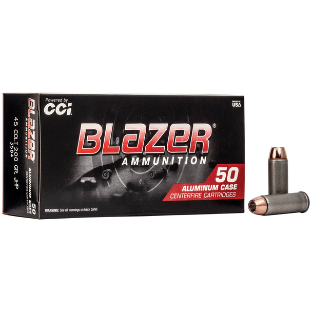CCI Blazer Aluminum Ammunition: 45 Colt, 200 gr, Jacketed Hollow Point, Model 3584