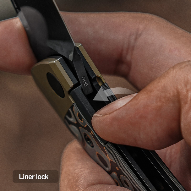 Kizer Knives Mini Momo Knife: 3.2", Plain Edge, Drop-Point, DLC Blade, Titanium & Fat Carbon Camo Gold Handle, Model KI3663A3