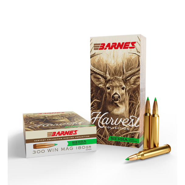 Barnes Harvest Collection Ammunition: 300 Win Mag, 180 gr, SIERRA Tipped Gameking, 2960 fps, Model 32405