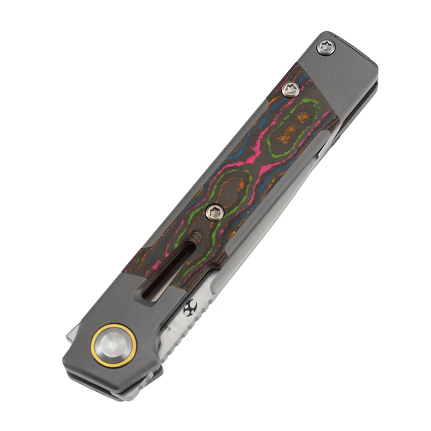 Kansept Kitpu Knife: 2.9", Plain Edge, Satin Blade, Satin Titanium & 80's Camo Carbon Handle, Model K2123A3