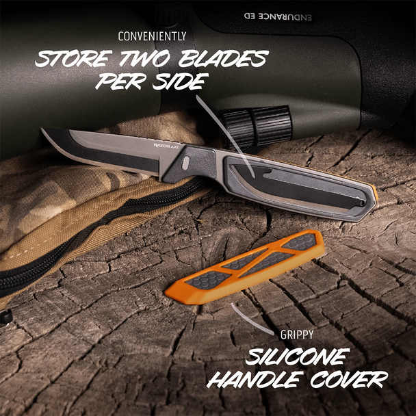 Outdoor Edge Razor APX Hunting Knife: 7 Blades, In Handle Blade Storage, Model APXS30-6C