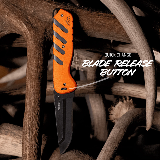 Outdoor Edge Razor HTX Fixed Blade Hunting Knife: 7 Blades, w/ ABS Sheath, w/ Blade Case, Model HTX35B-6C
