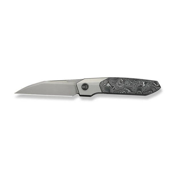 WE Knife Brr15 Knife: 3.25", Plain Edge, Stonewashed Blade, Titanium w/ Alum Foil Carb Fiber Inlay Handle, Model WE24007-2