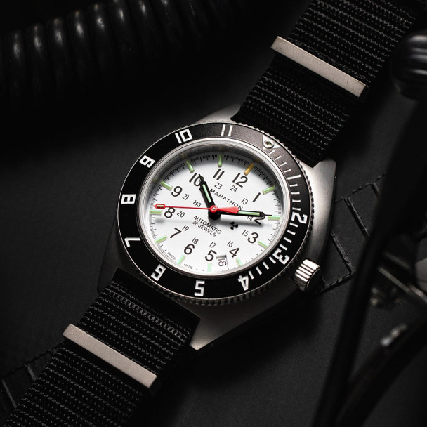 Marathon 41mm SSNAV-D Pilot's Automatic Type II, Arctic Edition: Nylon DEFSTAN Strap (WW194030SS-0503)