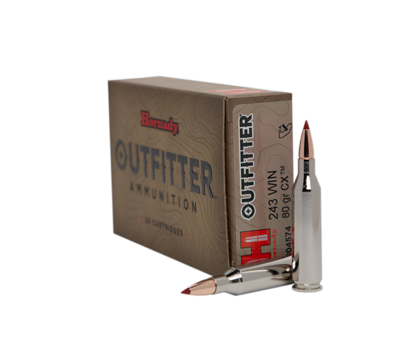 Hornady Outfitter Ammunition: 243 Win, 80 Grain, CX, 3200 fps