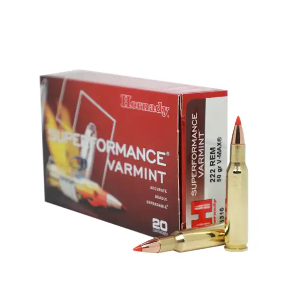 Hornady Superformance Varmint Ammunition: 222 Rem, 50 gr, V-MAX, 3345 fps, Model 8316