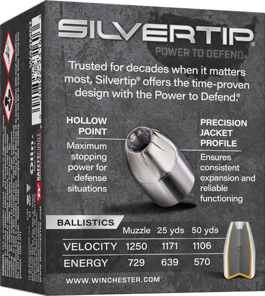 Winchester Silvertip Ammunition: 44 Remington Magnum, 210 Grain, Jacketed Hollow Point, 1250 fps