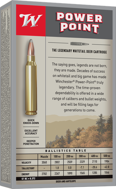 Winchester Power-Point Ammunition: 270 Winchester, 130 Grain, Power-Point, 3060 fps