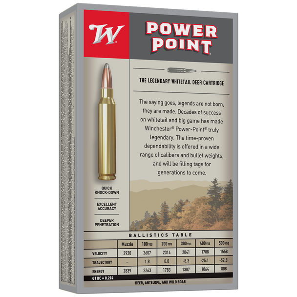 Winchester Power-Point Ammunition: 30-06 Springfield, 150 gr, Power Point, 2920 fps, Model X30061