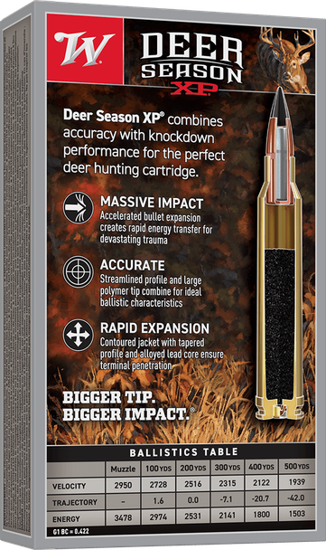 Winchester Deer Season XP Ammunition: 300 Winchester Magnum, 180 Grain, Extreme Point, 2950 fps