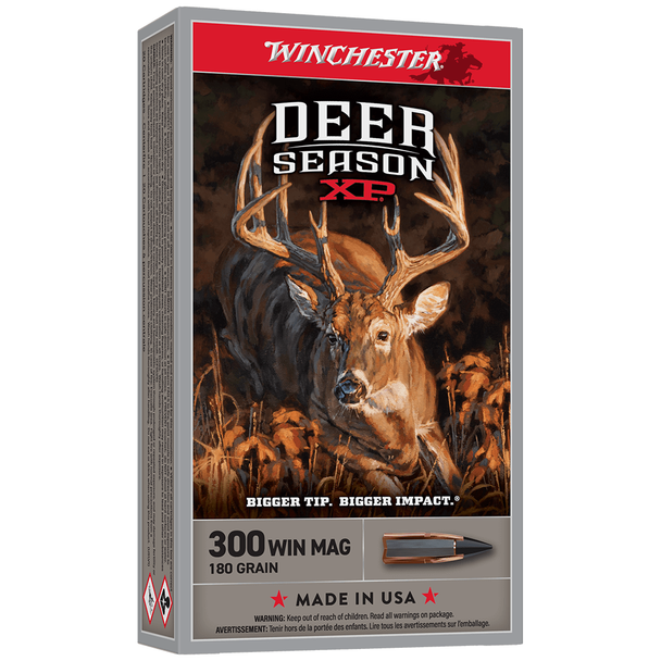 Winchester Deer Season XP Ammunition: 300 Win Mag, 180 gr, Extreme Point, 2950 fps, Model X300DS2