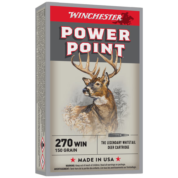 Winchester Power-Point Ammunition: 270 Win, 150 gr, Power Point, 2850 fps, Model X2704
