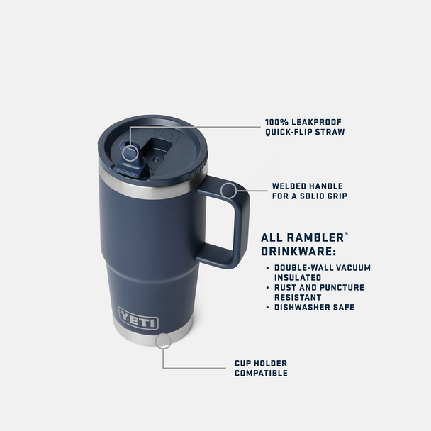 YETI Rambler Travel Straw Mug w/ Colour-Matched Straw Lid, 591 mL / 20 oz: Rescue Red