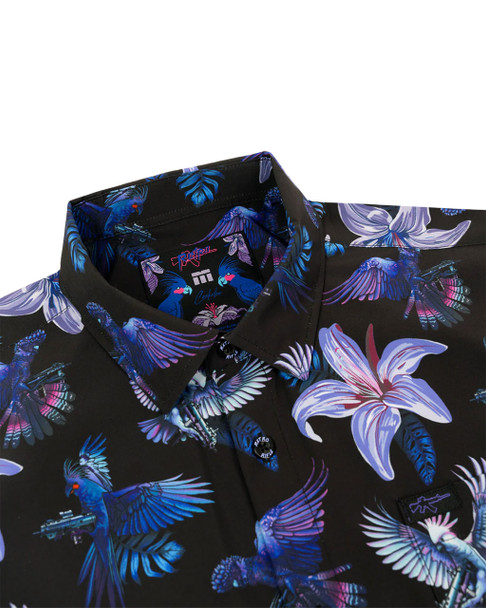 Retro Rifle Cockatoo Button Down Short Sleeve Shirt