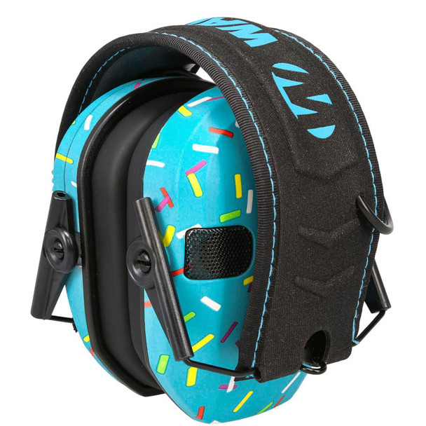 Walker's Razor Slim Electronic Muff: NRR 23 dB, Sprinkles Blue