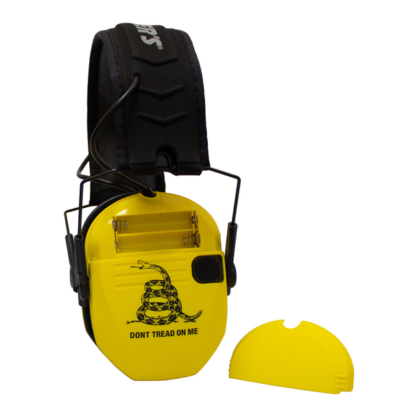 Walker's Razor Slim Electronic Muff: NRR 23 dB, Yellow "Dont Tread On Me"
