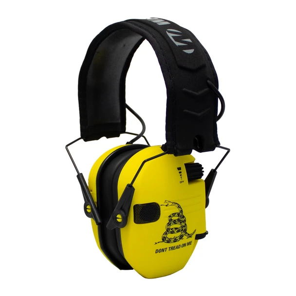 Walker's Razor Slim Electronic Muff: NRR 23 dB, Yellow "Dont Tread On Me"