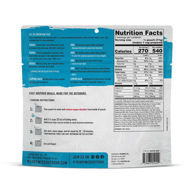 ReadyWise Adventure Meal Creamy Macaroni & Cheese