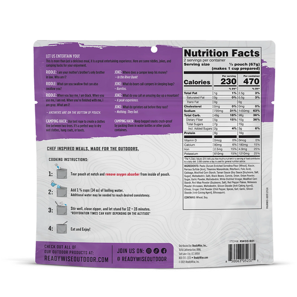 ReadyWise Adventure Meal Spicy Asian Style Noodles