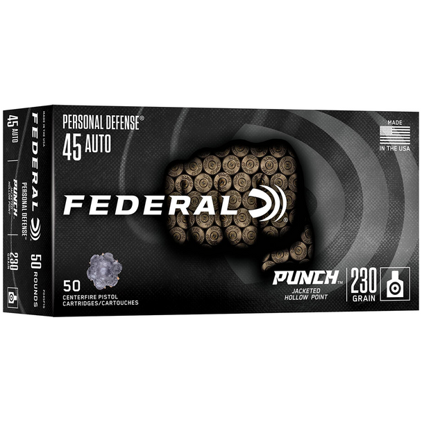Federal Personal Defense Punch Ammunition: 45 ACP, 230 gr, JHP, 890 fps, Model PD45P1G