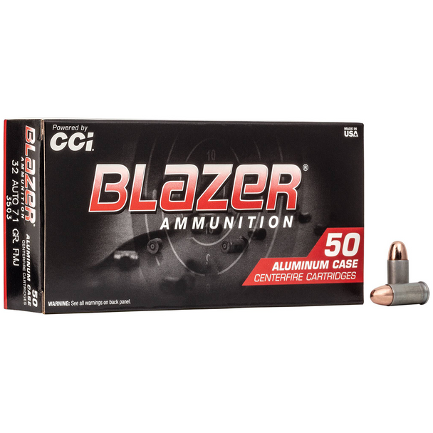 CCI Blazer Aluminum Ammunition: 32 Auto, 71 gr, FMJ, 900 fps, Model 3503