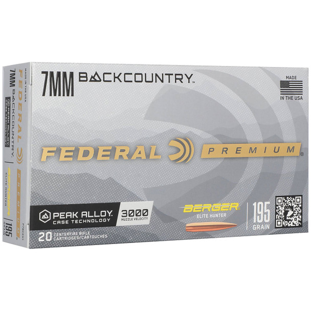 Federal Berger Elite Hunter Ammunition: 7mm Backcountry, 195 Grain, Berger Elite Hunter, 3000 fps, Qty: 20 | P7BCEH1
